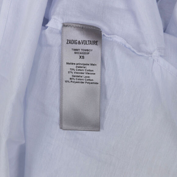 Zadig & Voltaire Women Timmy Tomboy Pleated Ruffled Top Ciel Size XS - Picture 5 of 5